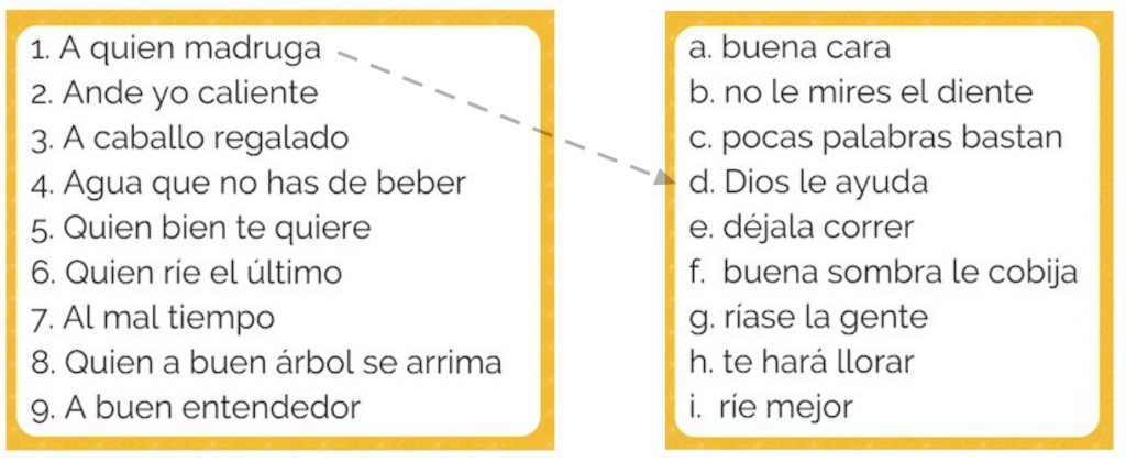 ejercicio refranes en español